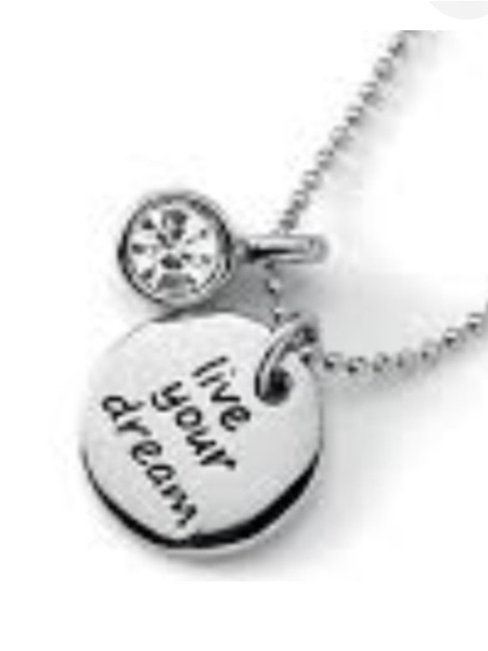 NWT Lia Sophia Silver 'Live Your Dream' Inspirational Pendant Necklace